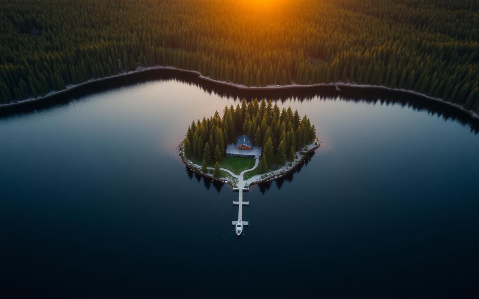 Aerial view of Stora Rullingen private island on Lake Mälaren